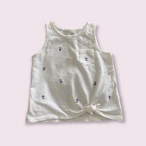 GAP KIDS Little Girl’s White Side Knot Tank with Embroidered Popsicles Size: S